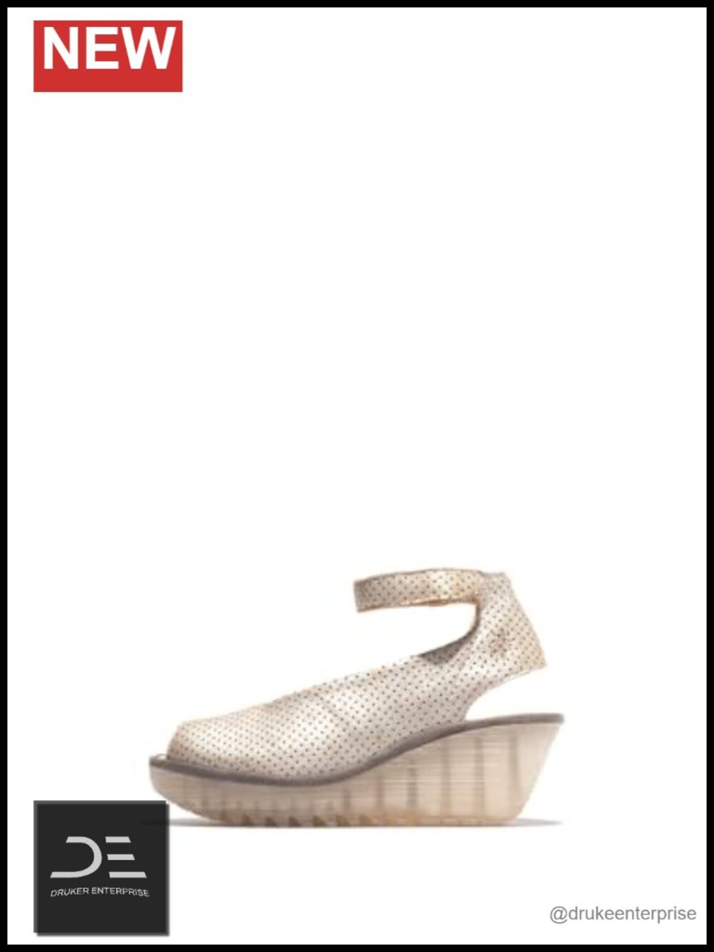 FLY London Wedge Sandals Leather Cushioned Insole Ankle Strap Open Toe Women's